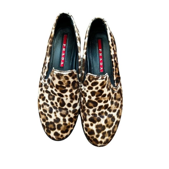 Prada Leopard Calf Hair Slip-on Sneakers sz(8)- RARE FIND - Picture 2 of 7